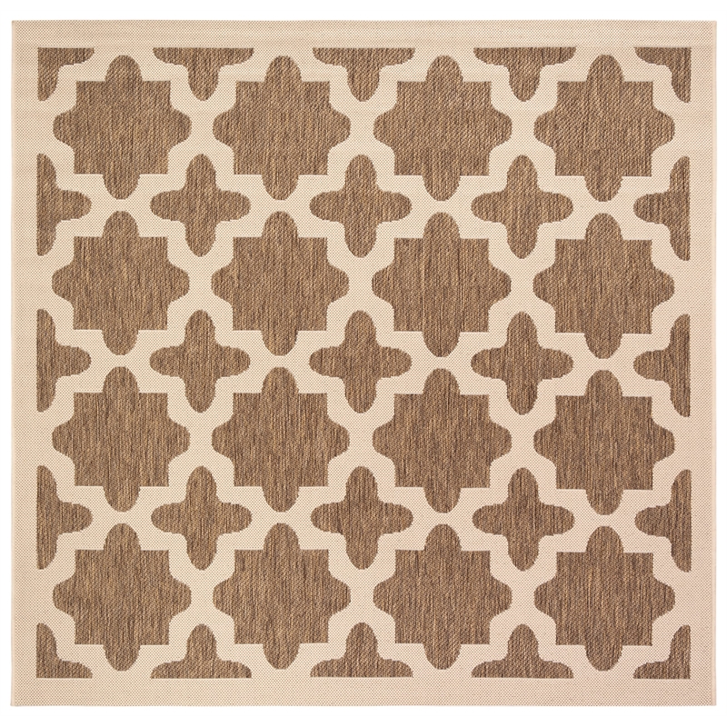 Pemberly Row Polypropylene Brown Indoor Outdoor Rug - Square 5'3