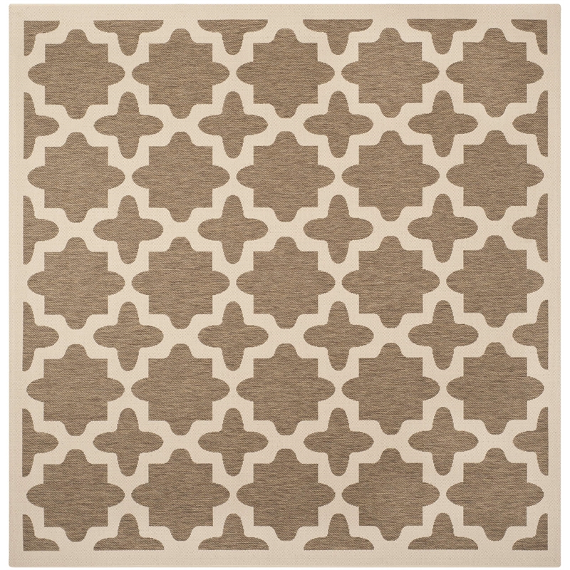 Pemberly Row Polypropylene Brown Indoor Outdoor Rug - Square 7'10