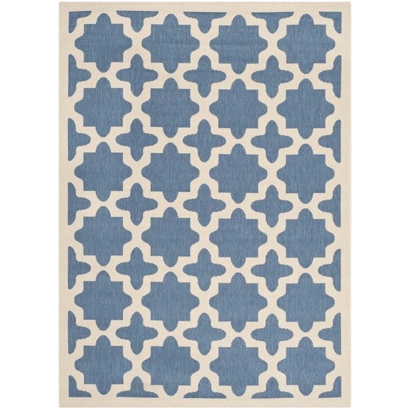 Pemberly Row Polypropylene Blue Indoor Outdoor Rug - 5'3