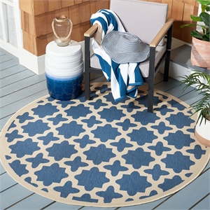 Pemberly Row Polypropylene Blue Indoor Outdoor Rug - Round 7'10&quot