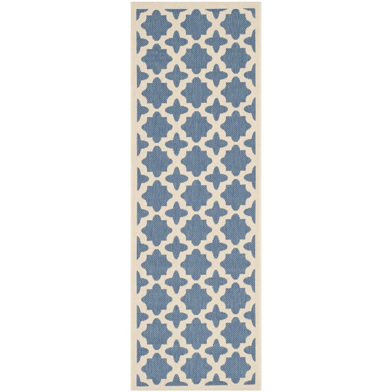 Pemberly Row Polypropylene Blue Indoor Outdoor Rug - Runner 2'3