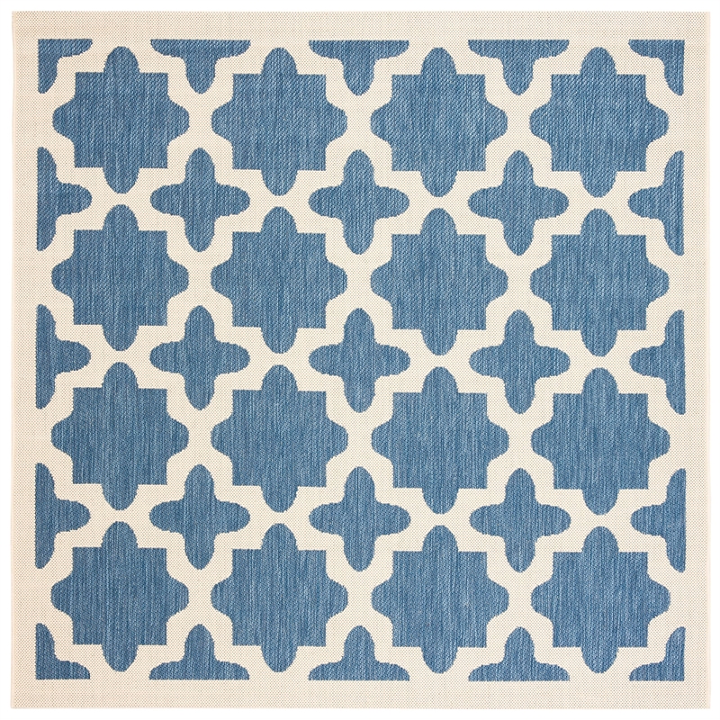 Pemberly Row Polypropylene Blue Indoor Outdoor Rug - Square 4'