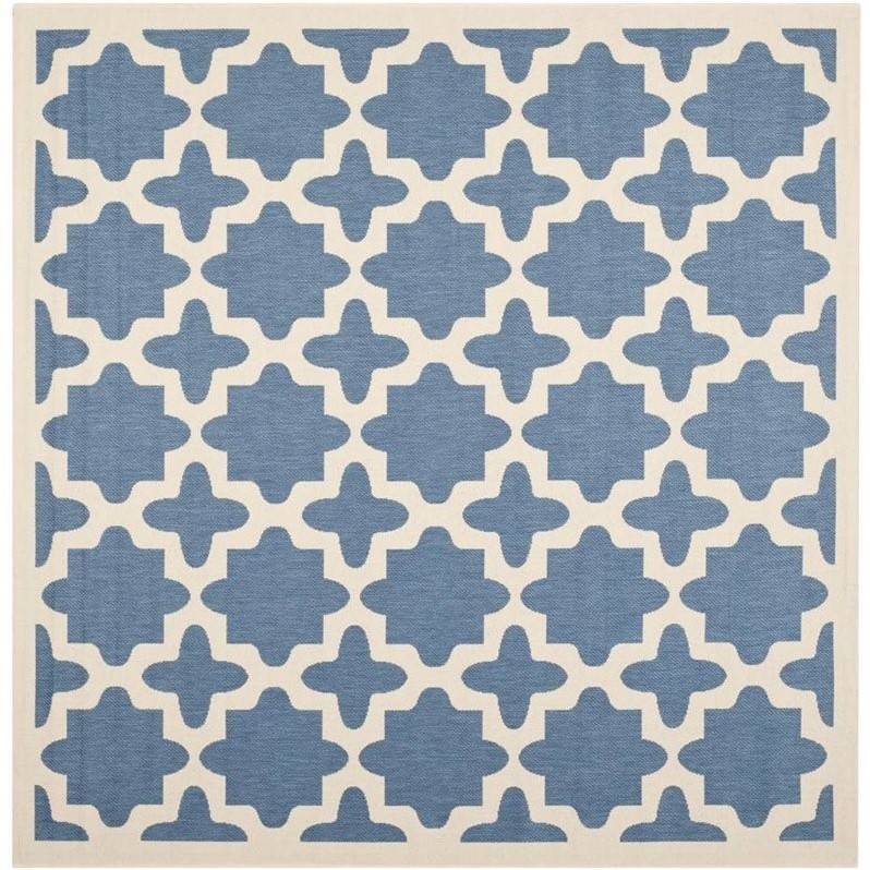 Pemberly Row Polypropylene Blue Indoor Outdoor Rug - Square 5'3