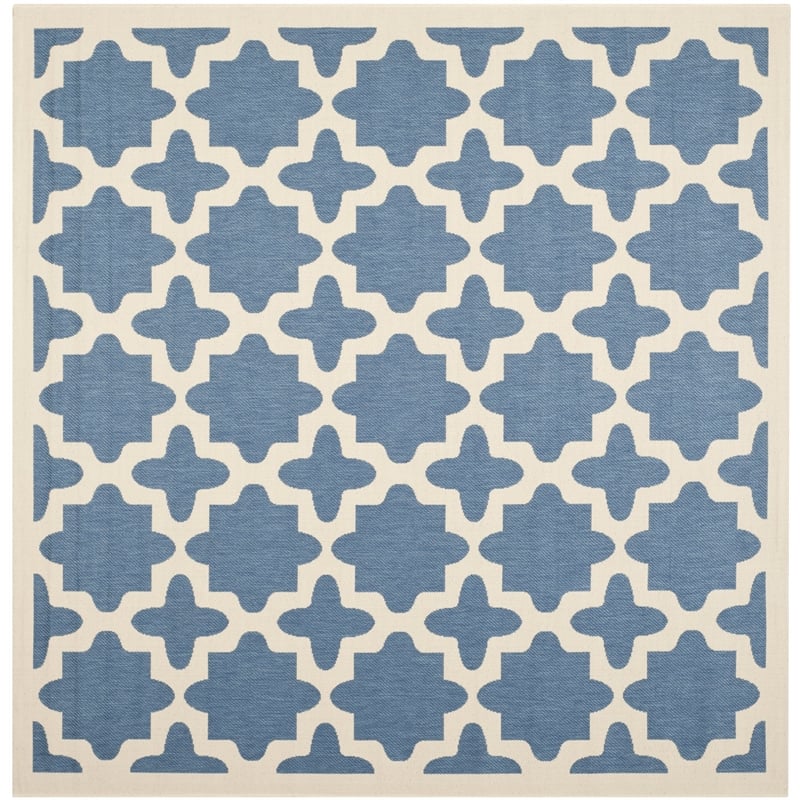 Pemberly Row Polypropylene Blue Indoor Outdoor Rug - Square 7'10