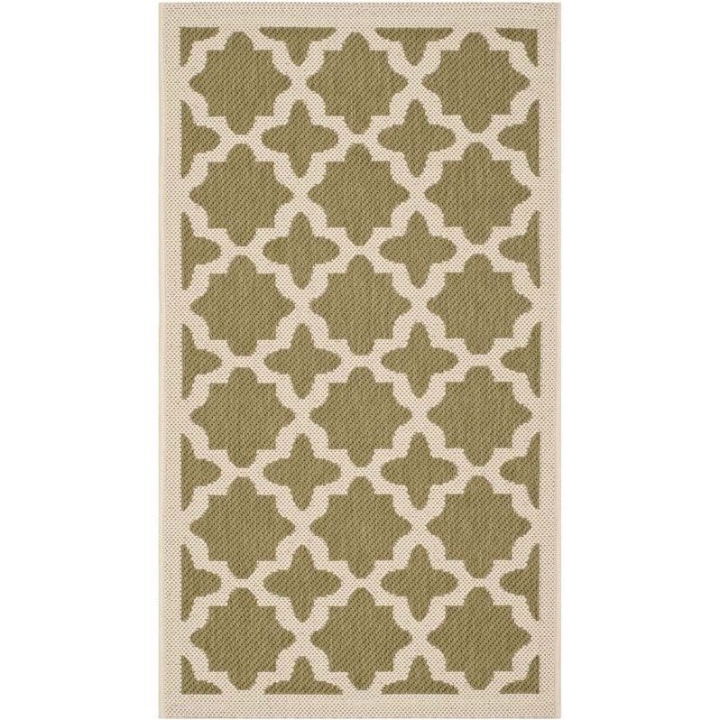 Pemberly Row Polypropylene Green Indoor Outdoor Rug - 2' x 3'7
