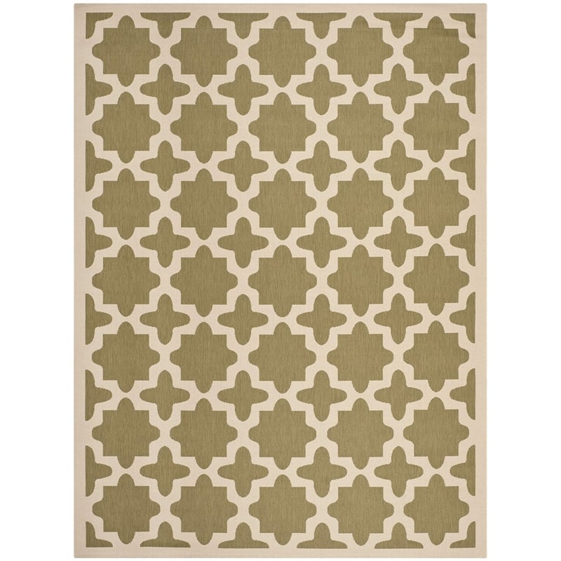 Pemberly Row Polypropylene Green Indoor Outdoor Rug - 8' x 11'