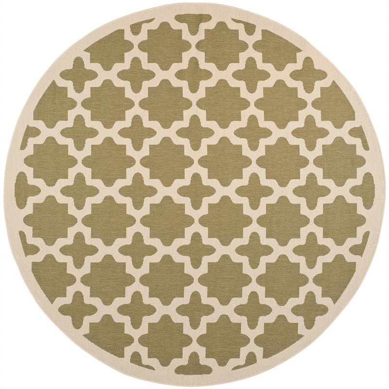 Pemberly Row Polypropylene Green Indoor Outdoor Rug - Round 7'10