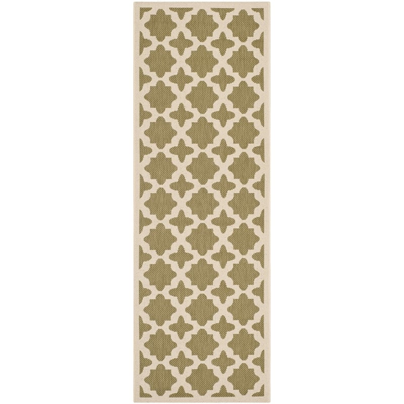 Pemberly Row Polypropylene Green Indoor Outdoor Rug - Runner 2'3