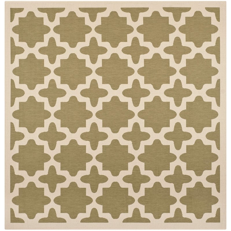Pemberly Row Polypropylene Green Indoor Outdoor Rug - Square 4'