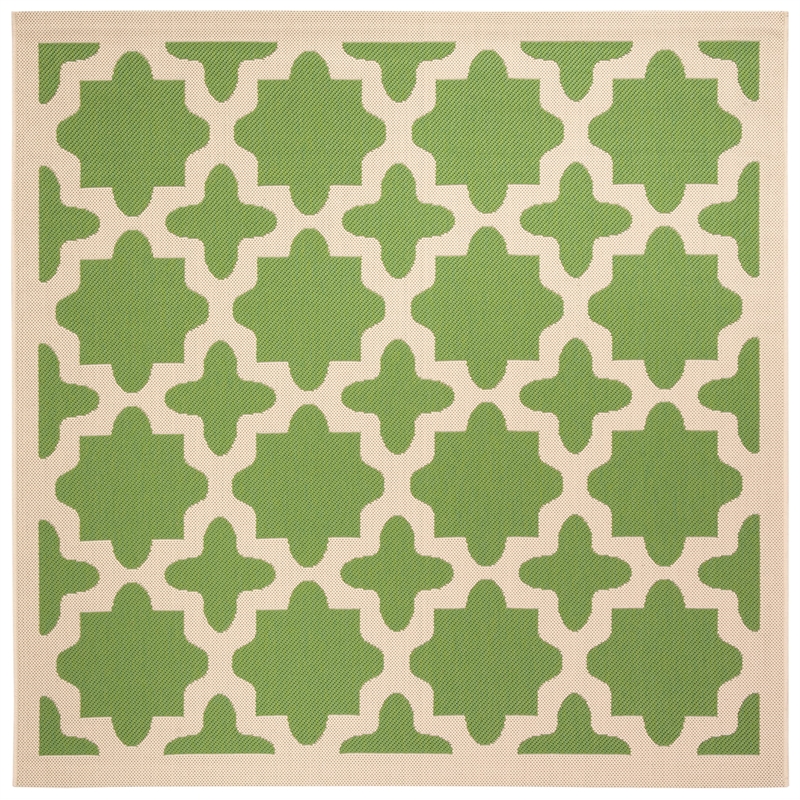 Pemberly Row Polypropylene Green Indoor Outdoor Rug - Square 5'3