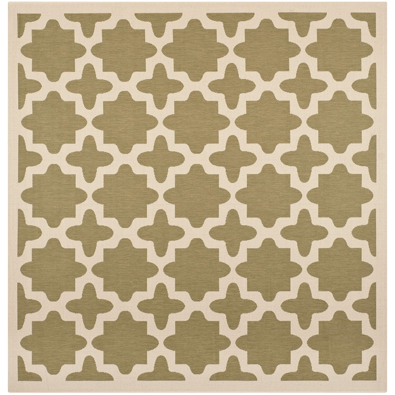 Pemberly Row Polypropylene Green Indoor Outdoor Rug - Square 7'10