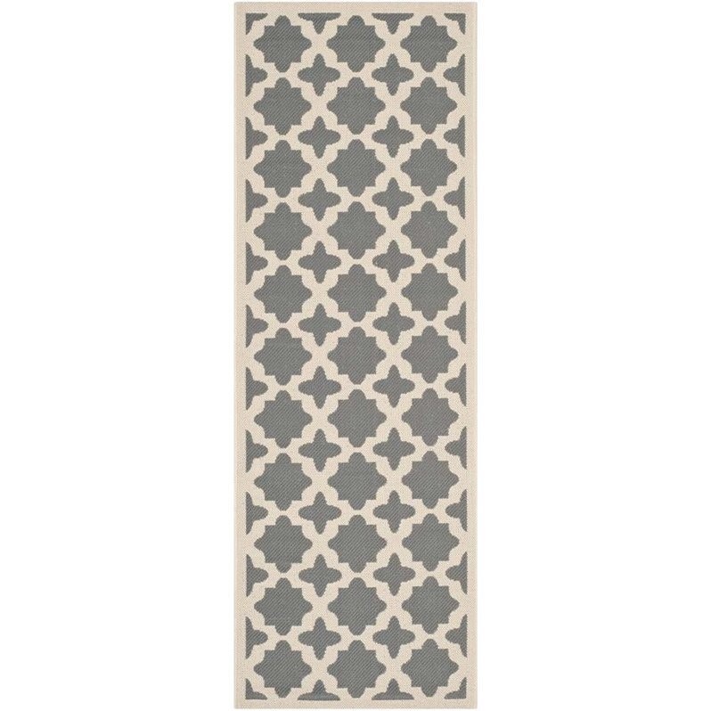 Pemberly Row Polypropylene Anthracite Indoor Outdoor Rug - Runner 2'3