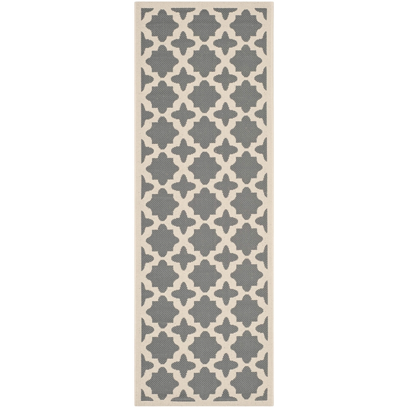 Pemberly Row Polypropylene Anthracite Indoor Outdoor Rug - Runner 2'3
