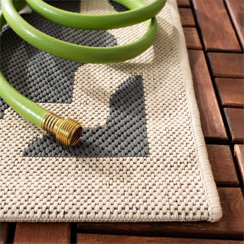 Pemberly Row Polypropylene Anthracite Indoor Outdoor Rug - Runner 2'3