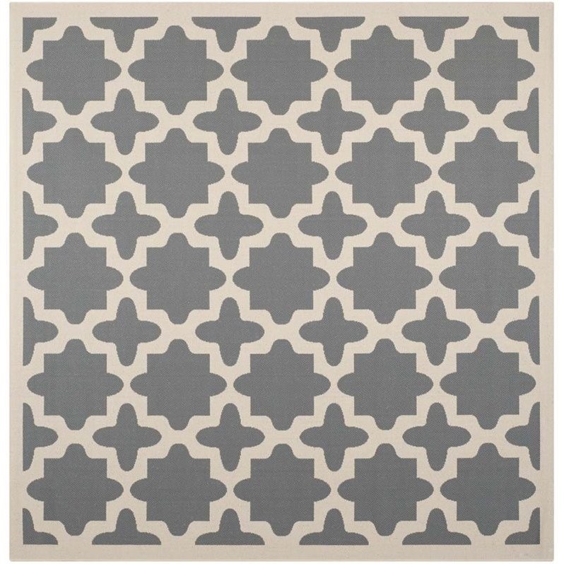 Pemberly Row Polypropylene Anthracite Indoor Outdoor Rug - Square 5'3