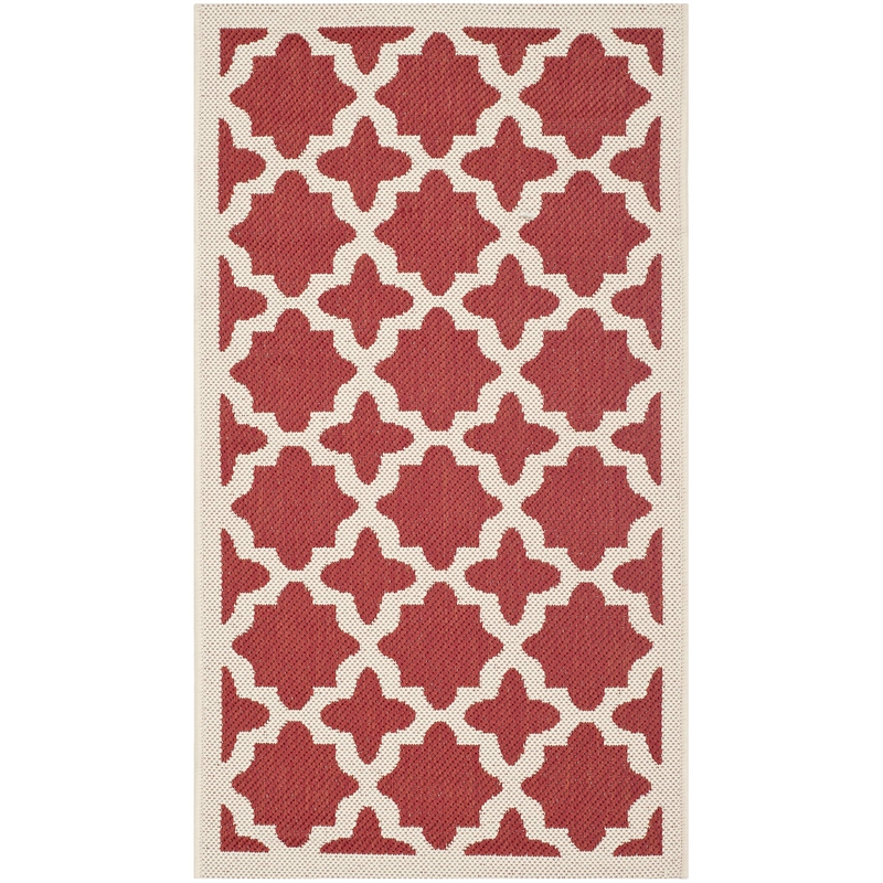 Pemberly Row Polypropylene Red Indoor Outdoor Rug - 2' x 3'7