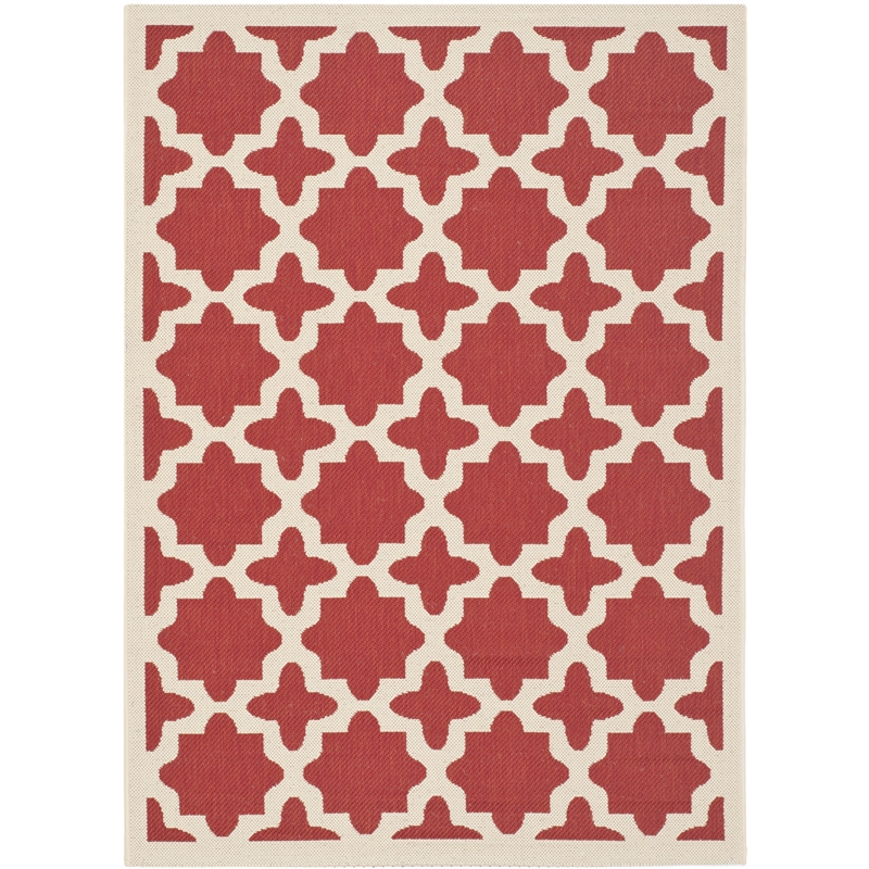 Pemberly Row Polypropylene Red Indoor Outdoor Rug - 4' x 5'7