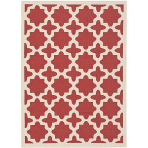Pemberly Row Polypropylene Red Indoor Outdoor Rug - 4' x 5'7&quot