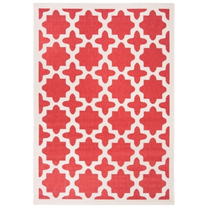 Pemberly Row Polypropylene Red Indoor Outdoor Rug - 5'3&quot x 7'7&quot