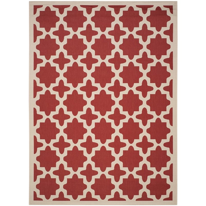 Pemberly Row Polypropylene Red Indoor Outdoor Rug - 6'7