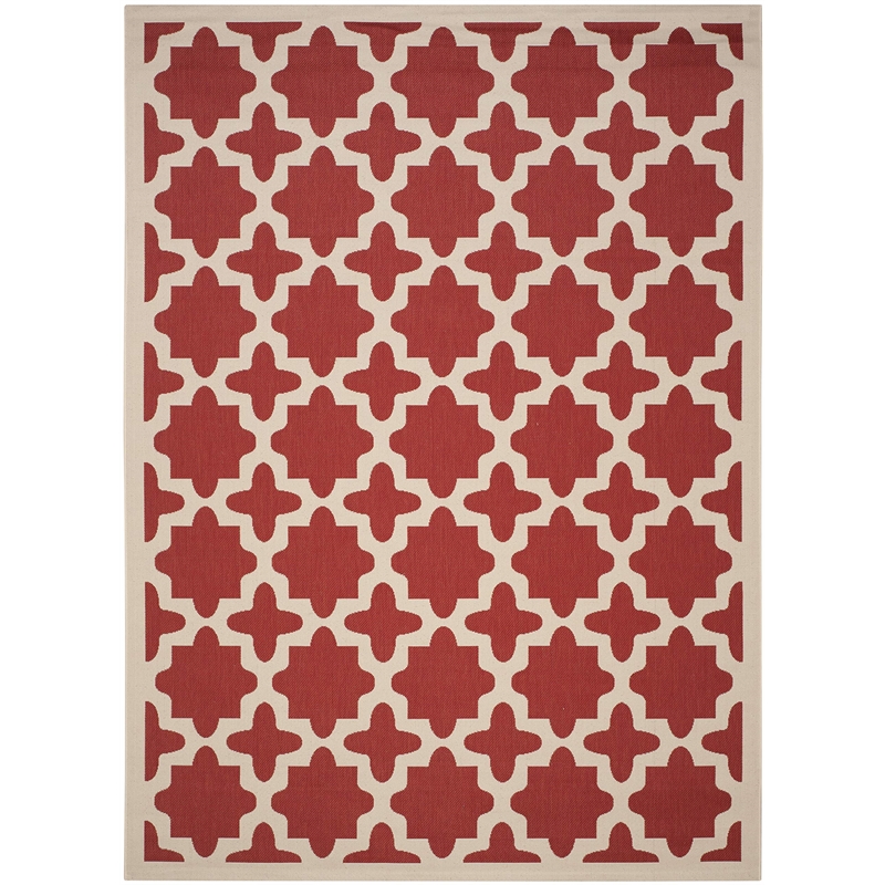 Pemberly Row Polypropylene Red Indoor Outdoor Rug - 8' x 11'