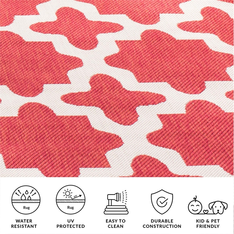 Pemberly Row Polypropylene Red Indoor Outdoor Rug - 9' x 12'