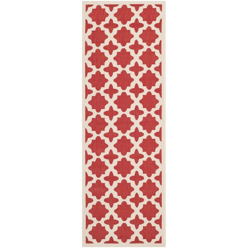 Pemberly Row Polypropylene Red Indoor Outdoor Rug - Runner 2'3