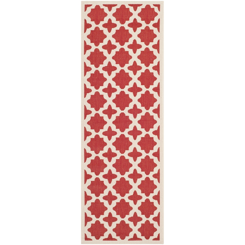 Pemberly Row Polypropylene Red Indoor Outdoor Rug - Runner 2'3