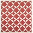 Pemberly Row Polypropylene Red Indoor Outdoor Rug - Square 4'