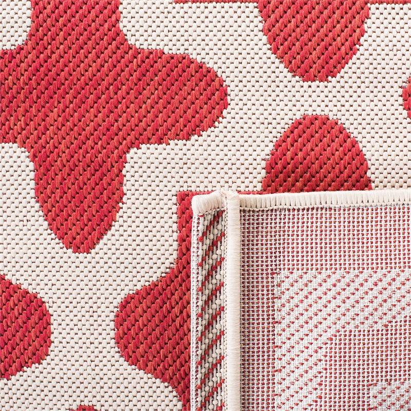 Pemberly Row Polypropylene Red Indoor Outdoor Rug - Square 4'