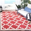 Pemberly Row Polypropylene Red Indoor Outdoor Rug - Square 7'10