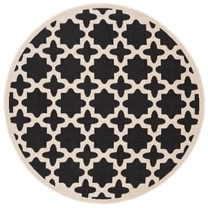 Pemberly Row Polypropylene Black Indoor Outdoor Rug - Round 5'3&quot
