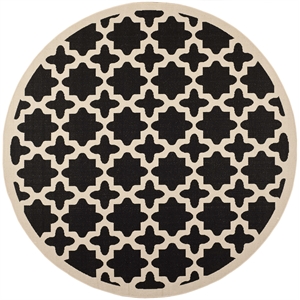 Pemberly Row Polypropylene Black Indoor Outdoor Rug - Round 7'10&quot