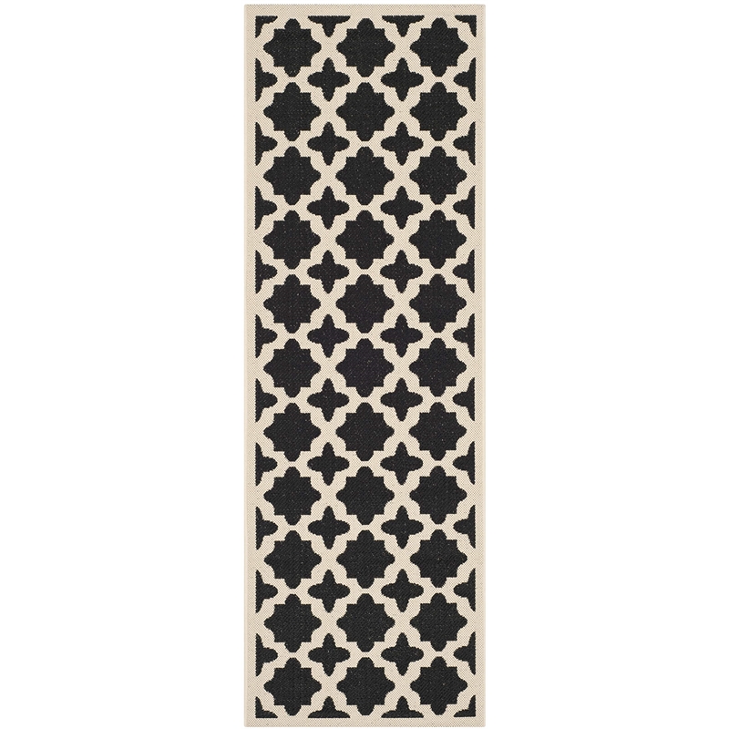 Pemberly Row Polypropylene Black Indoor Outdoor Rug - Runner 2'3