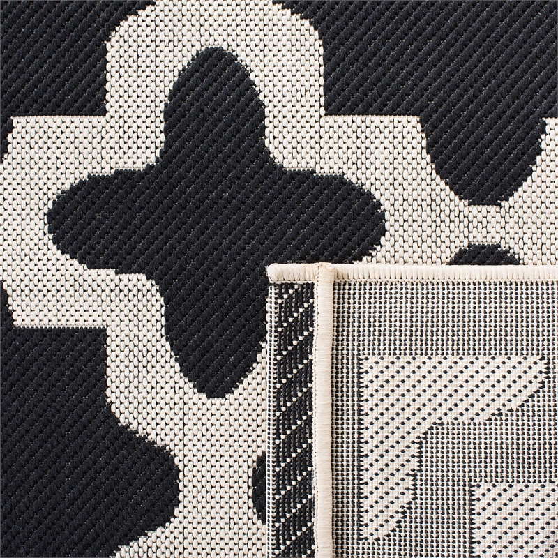 Pemberly Row Polypropylene Black Indoor Outdoor Rug - Runner 2'3
