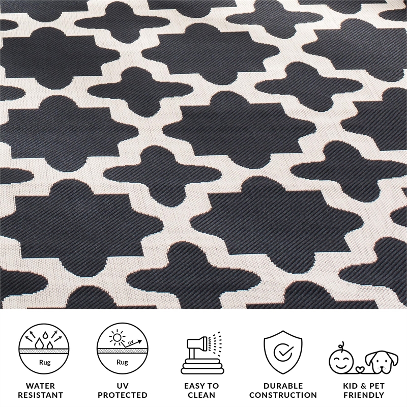 Pemberly Row Polypropylene Black Indoor Outdoor Rug - Runner 2'3