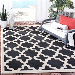 Pemberly Row Polypropylene Black Indoor Outdoor Rug - Square 4'