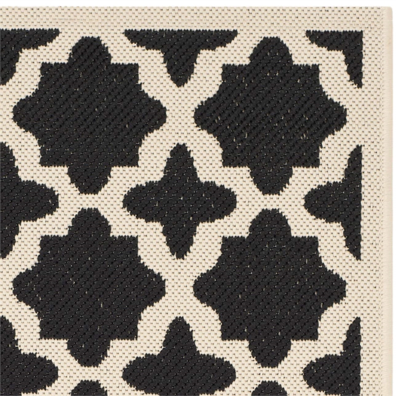 Pemberly Row Polypropylene Black Indoor Outdoor Rug - Square 4'