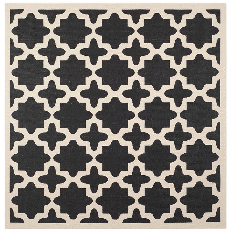 Pemberly Row Polypropylene Black Indoor Outdoor Rug - Square 7'10