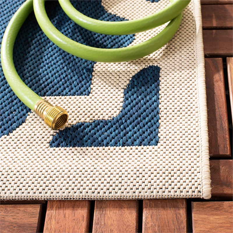 Pemberly Row Polypropylene Navy Indoor Outdoor Rug - 8' x 11'