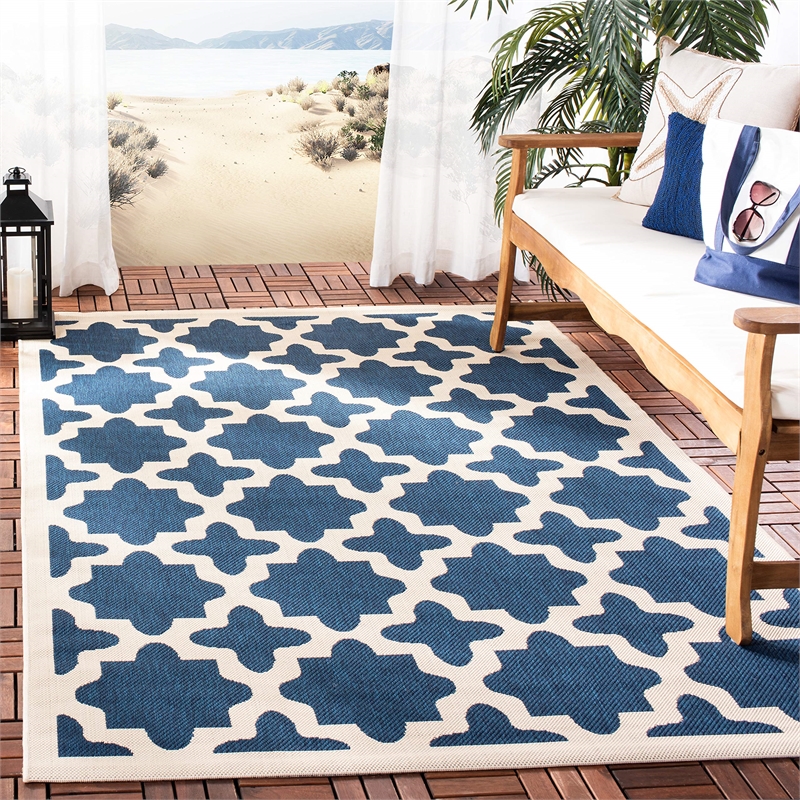 Pemberly Row Polypropylene Navy Indoor Outdoor Rug - 8' x 11'