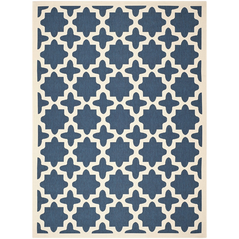 Pemberly Row Polypropylene Navy Indoor Outdoor Rug - 8' x 11'