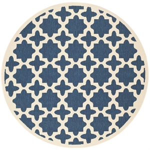 Pemberly Row Polypropylene Navy Indoor Outdoor Rug - Round 6'7&quot