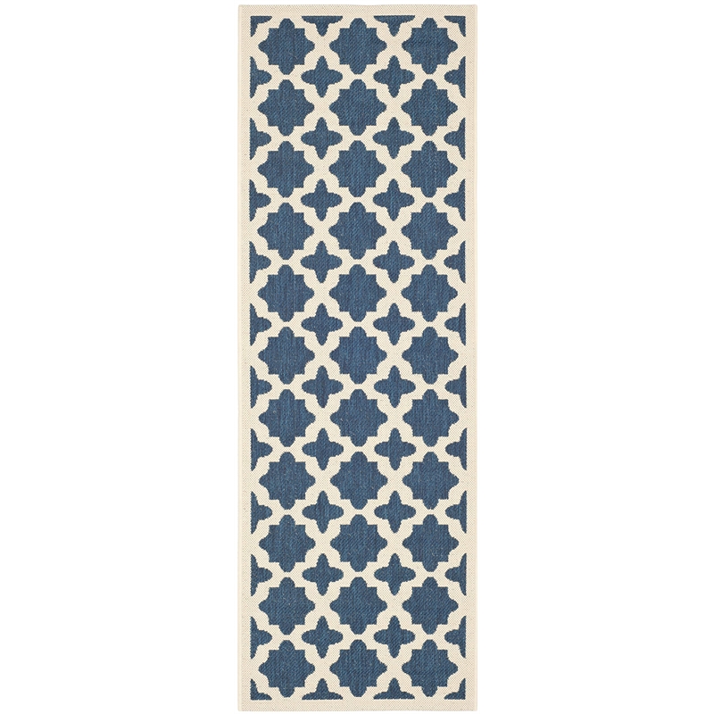 Pemberly Row Polypropylene Navy Indoor Outdoor Rug - Runner 2'3