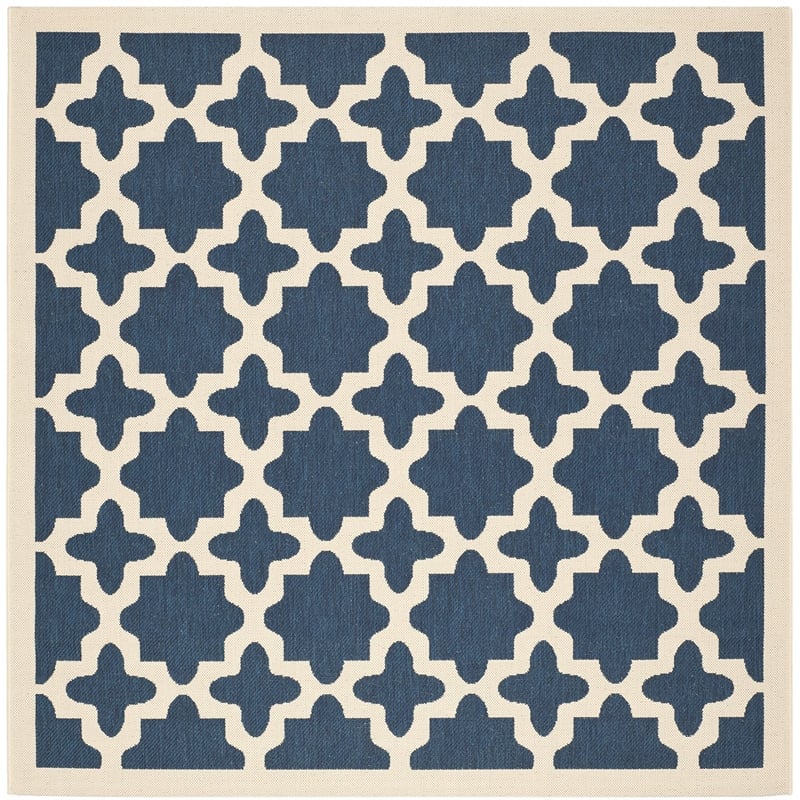 Pemberly Row Polypropylene Navy Indoor Outdoor Rug - Square 4'
