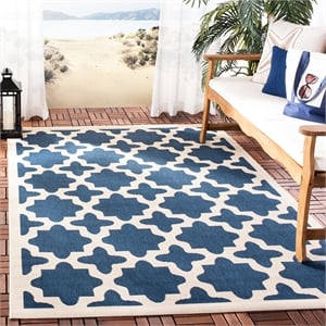 Pemberly Row Polypropylene Navy Indoor Outdoor Rug - Square 7'10&quot