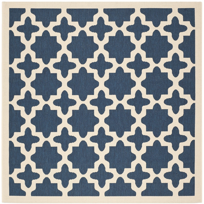 Pemberly Row Polypropylene Navy Indoor Outdoor Rug - Square 7'10