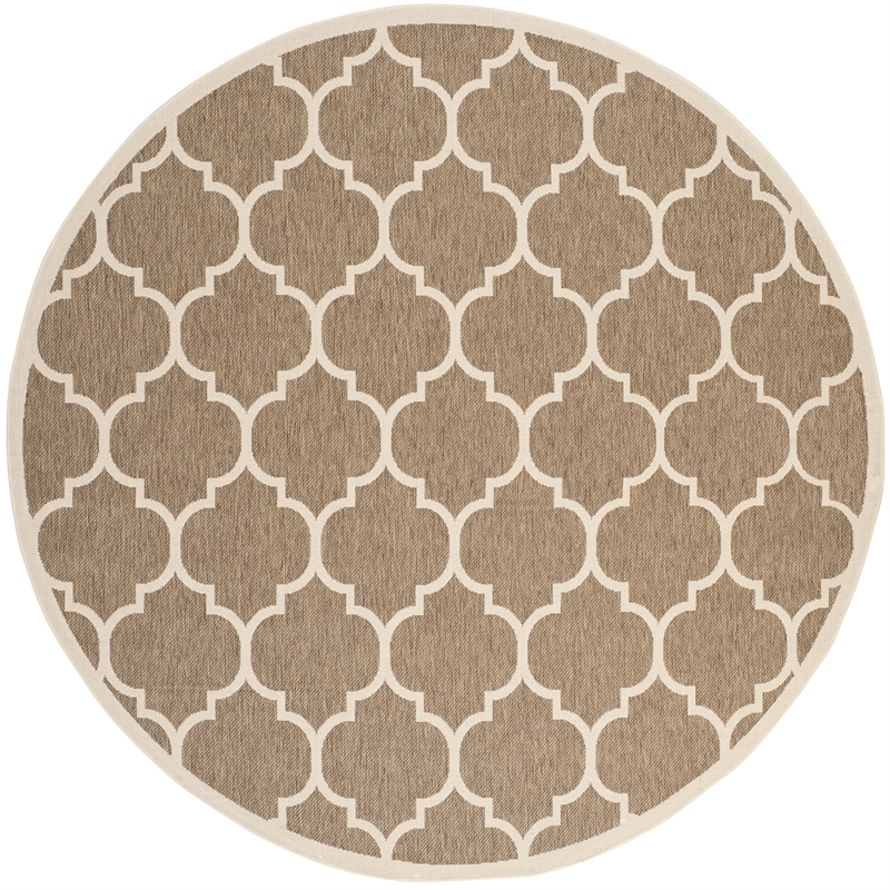 Pemberly Row Polypropylene Brown Indoor Outdoor Rug - Round 7'10