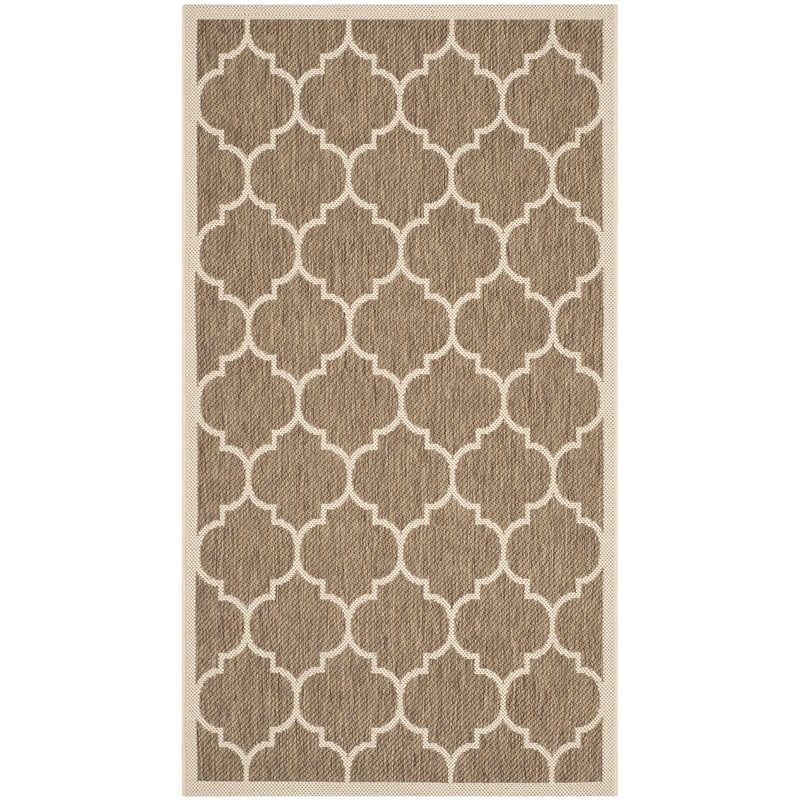 Pemberly Row Polypropylene Brown Indoor Outdoor Rug - Runner 2'7