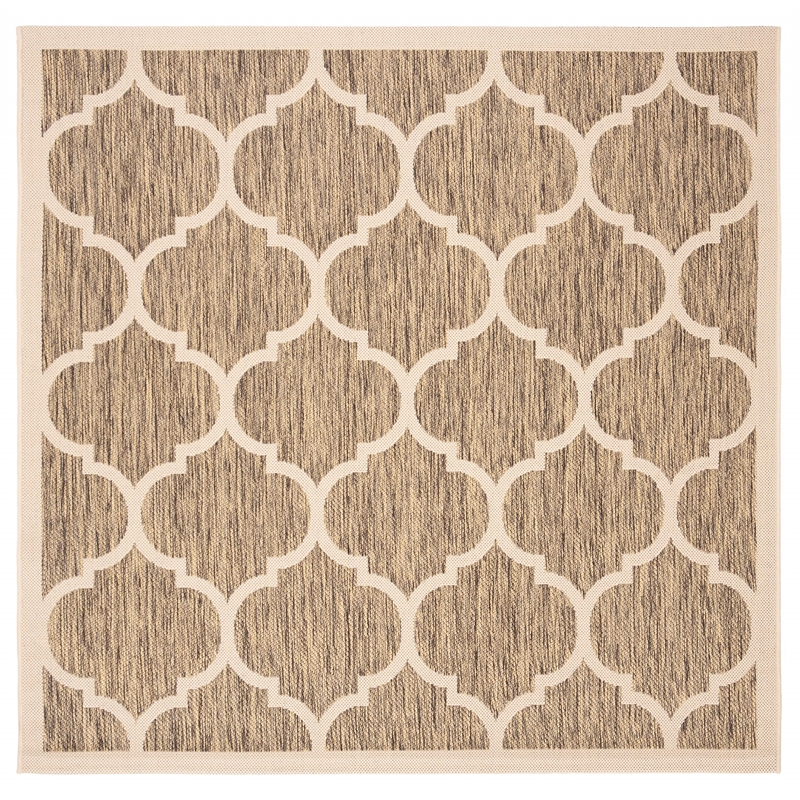 Pemberly Row Polypropylene Brown Indoor Outdoor Rug - Square 4'